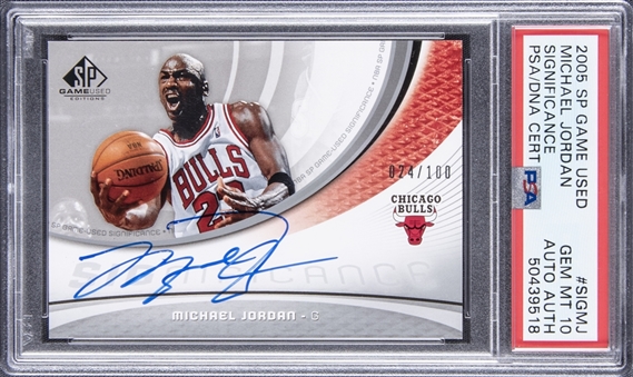 2005-06 SP Game Used "Significance" #SIGMJ Michael Jordan Signed Card (#024/100) – PSA GEM MT 10